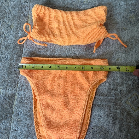 ASOS Neon Orange Crinkle Bikini Set One Size - Picture 6 of 9